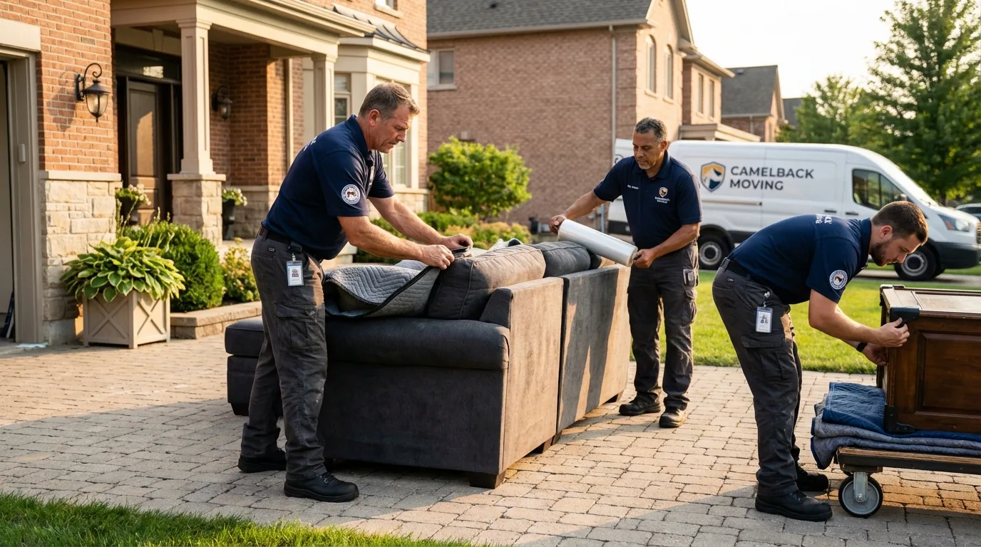 Large estate moving crew wrapping furniture in Union City, IN